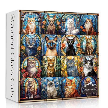 Puzzle puzzle gatto in vetro colorato 1000 pezzi